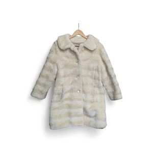 Irving Posluns Chic Cream Faux Fur Coat